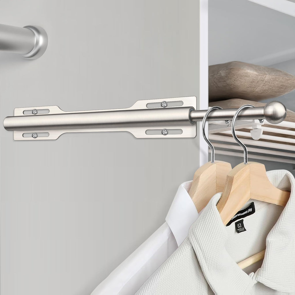 12" Valet Rod for Closet Pull Out (1 Pack, Brushed Nickel)