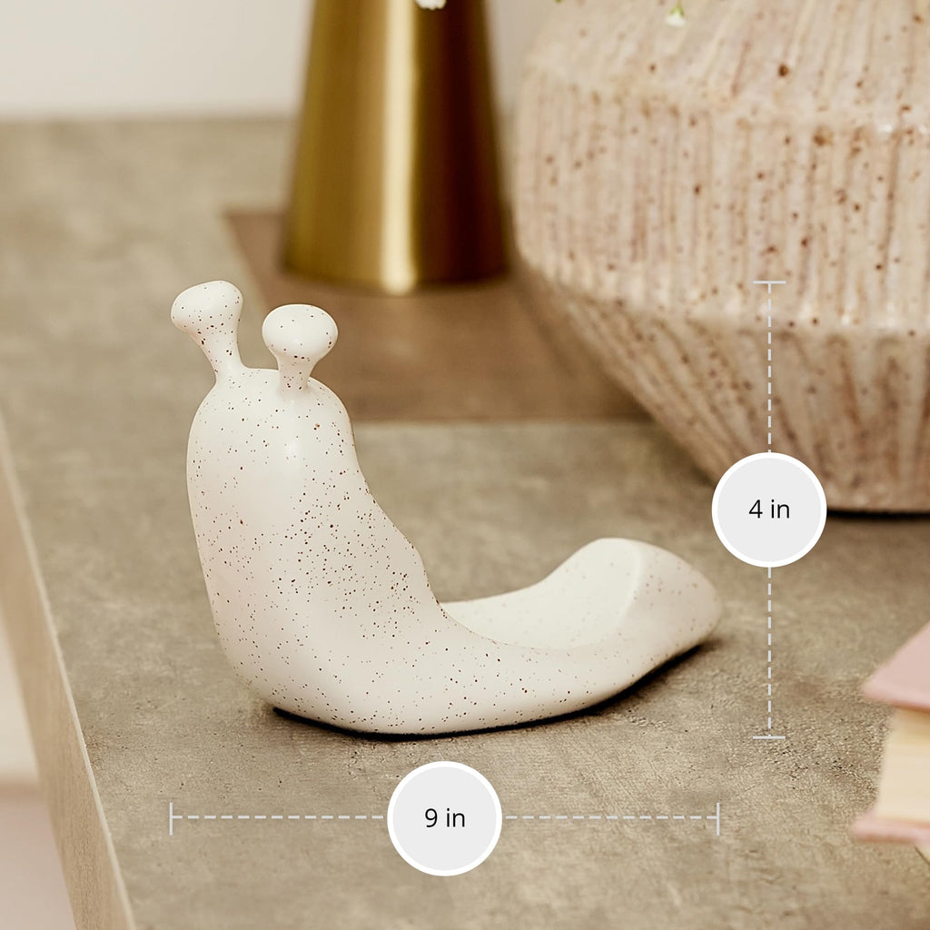 Candlestick Holder White Speckled Ceramic Snail, 5.7" x 3.8" Design, Holds the Chalky Sphere Compatible, Safe