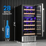 Wine Fridge 15" Wine Cooler Under Counter Beverage Refrigerator Beer Mini Fridge