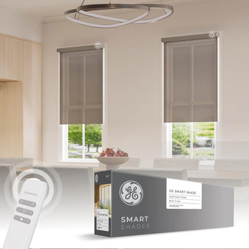 GE Smart Shades Motorized Roller Shade, Translucent Grey, 38 in, White