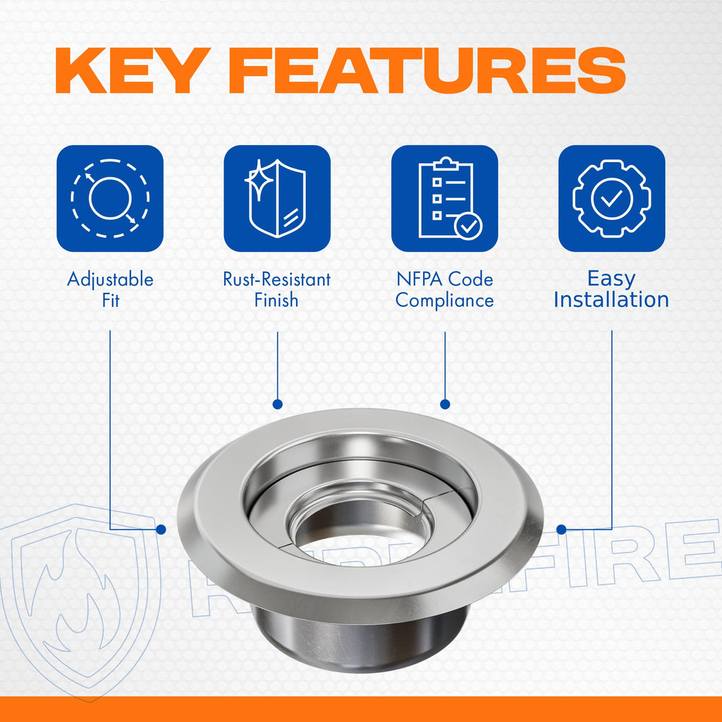 Retrofit Recessed Fire Sprinkler Escutcheon 3/4 in. IPS - Split 3 Piece in Chrome Plated - Depth Adjustment Range up