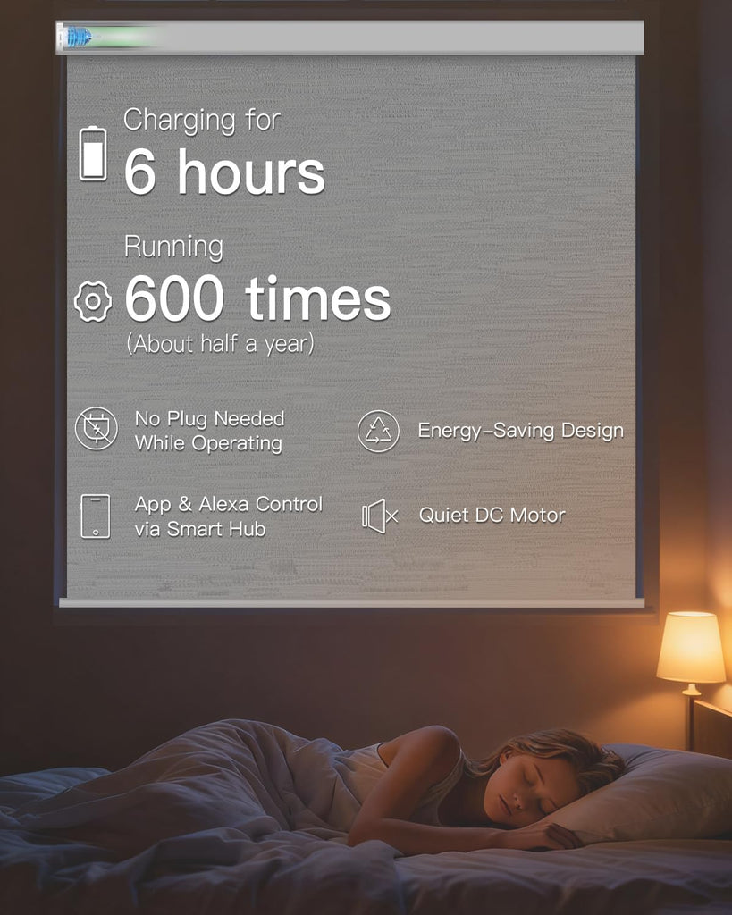 Motorized Roller Shade with Remote Control, Blackout Electric Shade for Windows Compatible with Alexa Google via Hub