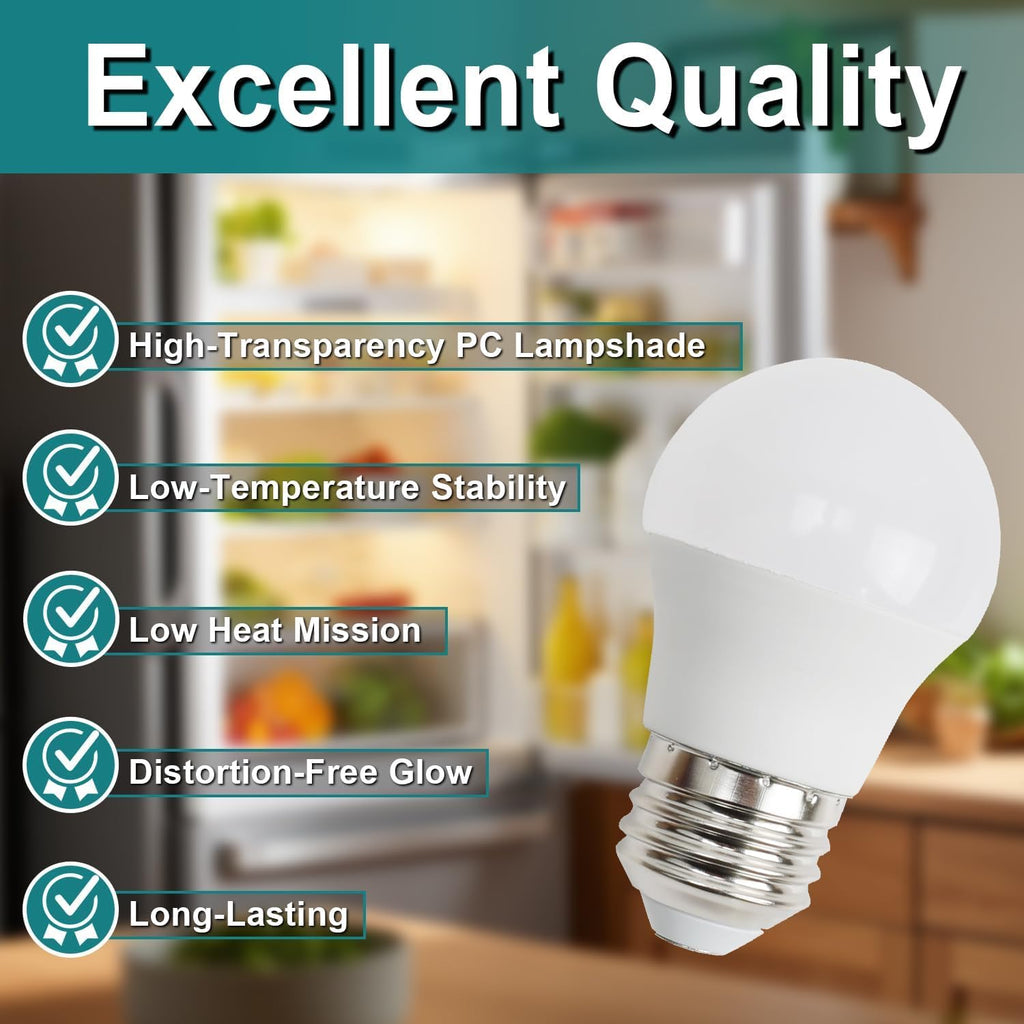 2PCS E26 5W Freezer Refrigerator LED Light Bulbs Compatible with Whirlpool Frigidaire Maytag Jenn-Air Amana Replace#