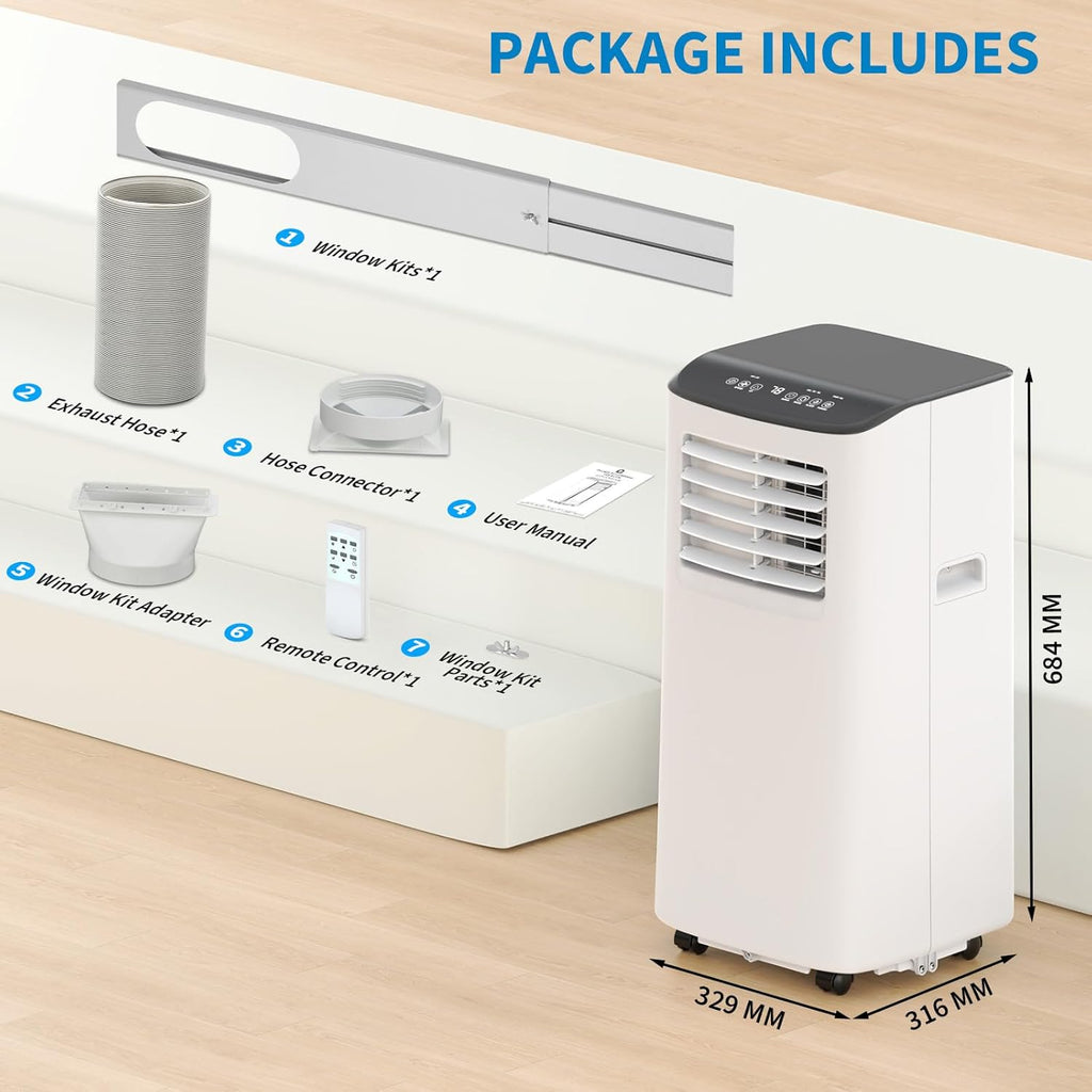 8,000 BTU Portable Air Conditioner, 3-in-1 Portable AC Unit with Remote Control, Cool