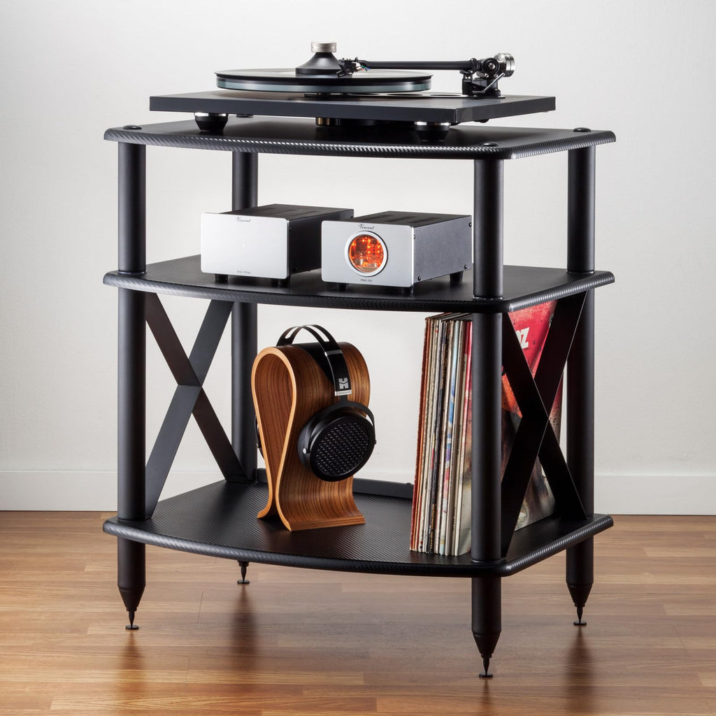 Vulcan TT Turntable Stand with Vinyl Record Storage - Black