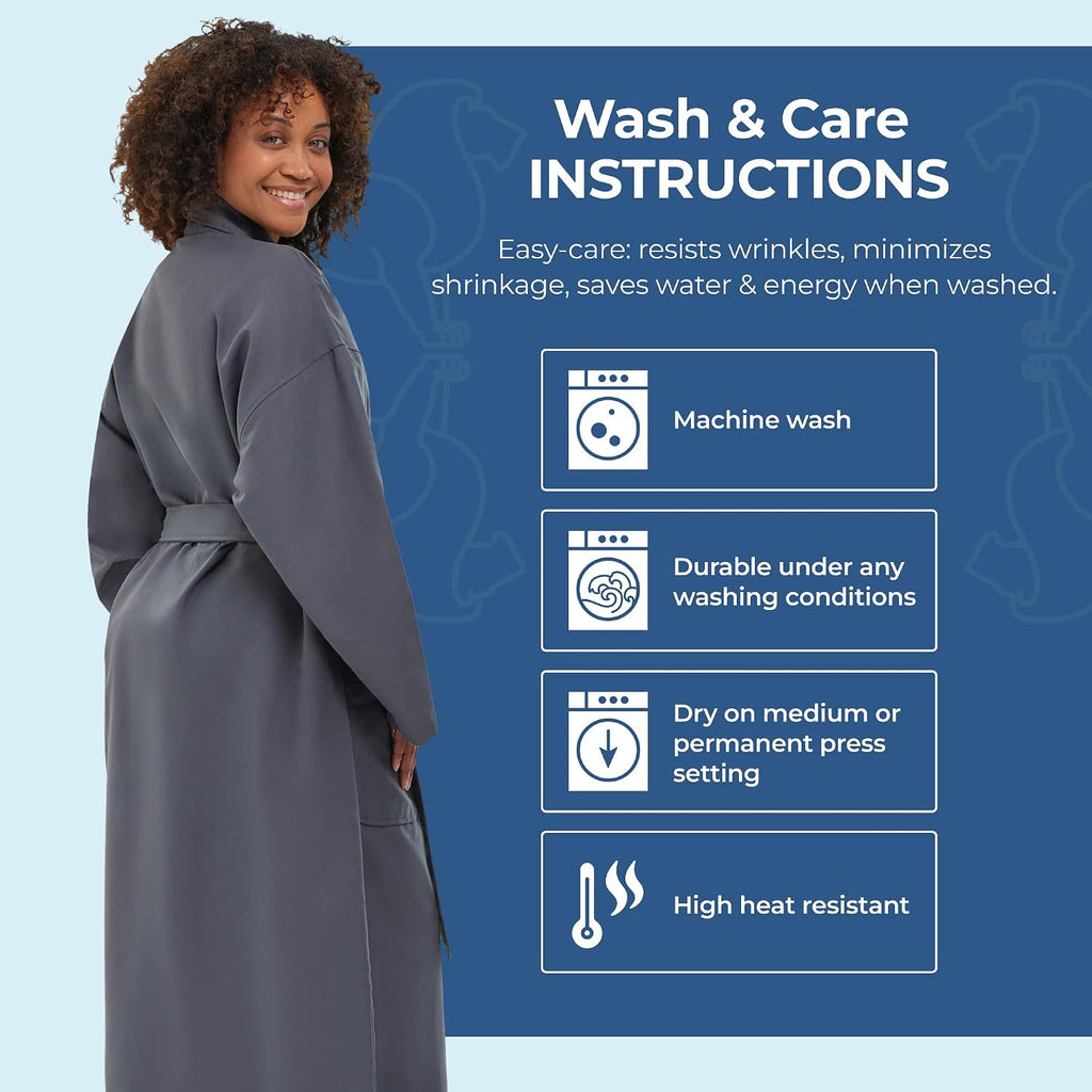 Unisex Chamois Microfiber Shawl Hotel Robe - Soft Lightweight Fabric, Generously Sized Hotel & Spa Robe with Pockets