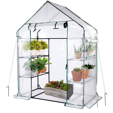 56x30x76 Mini Walk-in Greenhouse, Portable Plant House with 3-Tier Shelves