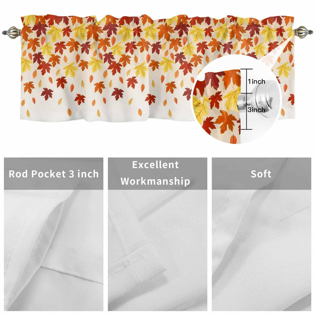 Fall Valance for Windows Maple Leaves Curtains Valances Thanksgiving Rod Pocket Valance Window Treatments Harvest