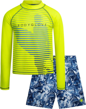 Boys 2 Piece Swim Set Rash Guard & Swim Trunks