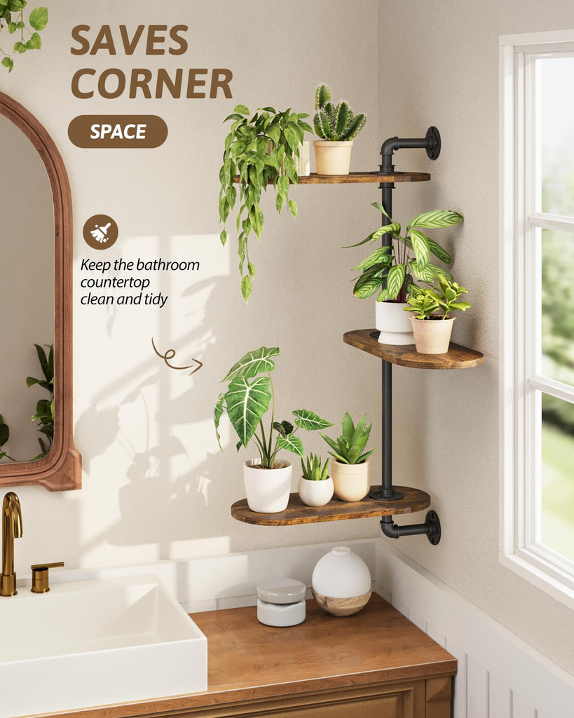 3-Tier Rotating Window Plant Shelf Wall Mounted Plant Stand
