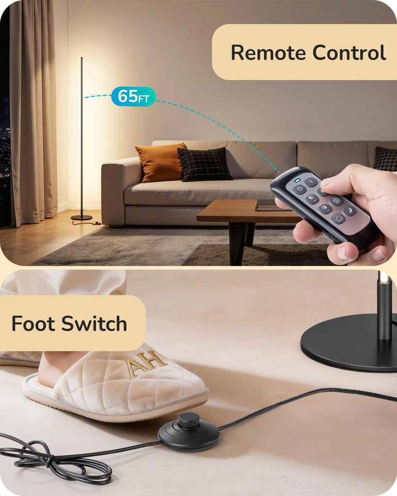 2 Pack 57.5" Floor Lamp with Remote, Dimmable & 7 CCT Adjustable