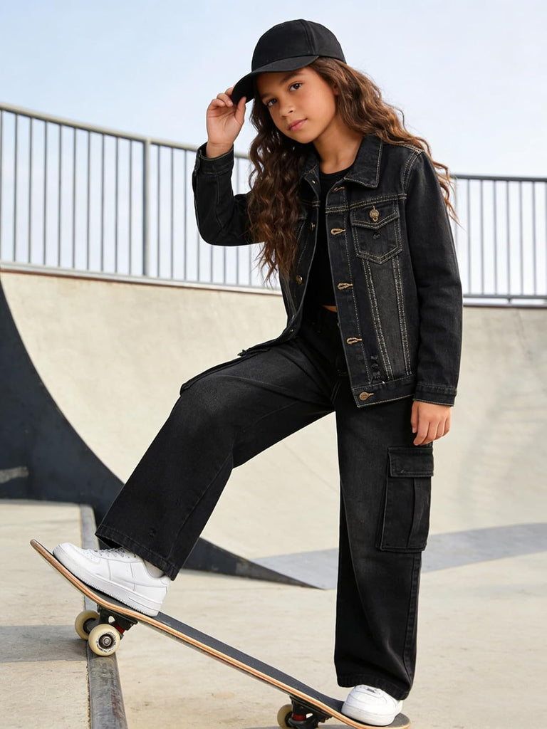 Girls Jean Jacket Long Sleeve Denim Jacket