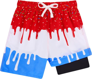 Boys Swim Trunks with Compression Liner Bathing Suit