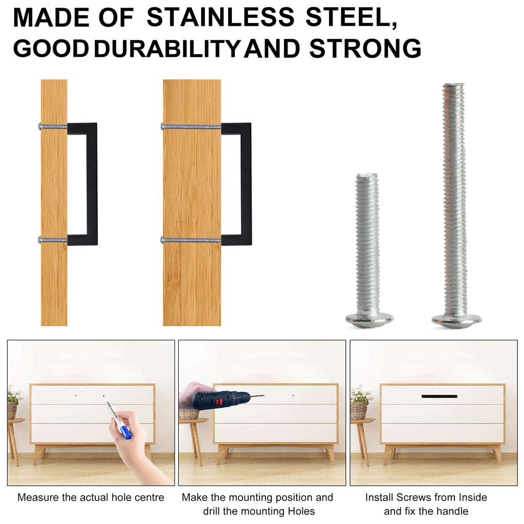 10 Pack 3-3/4 Inch Black Cabinet Pulls, Square Drawer Handles