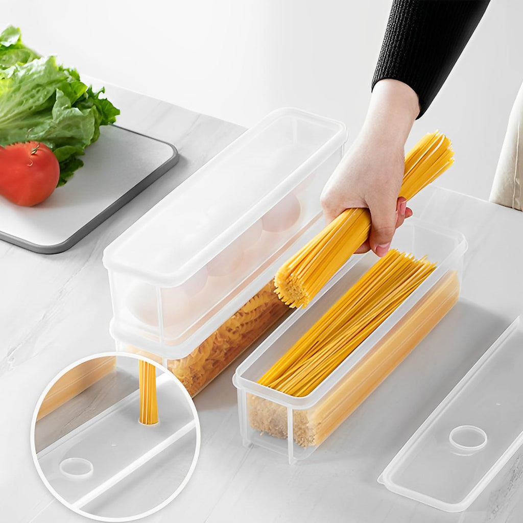 Set of 6 Pasta Storage Containers with Lid, Airtight Spaghetti Noodle Holder Rectangular Chopstick Storage Box Sealed