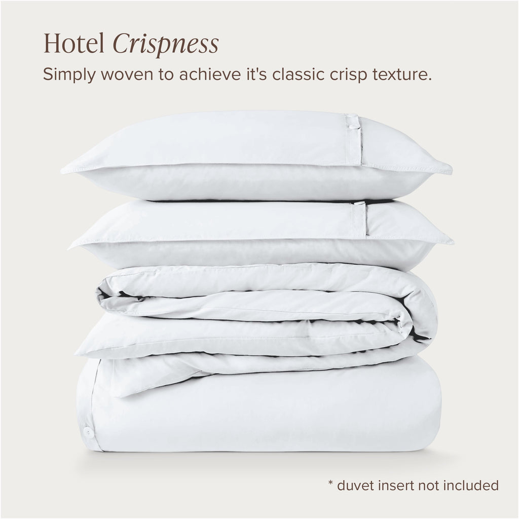 100% Organic Cotton Percale Duvet Cover Set (, White)