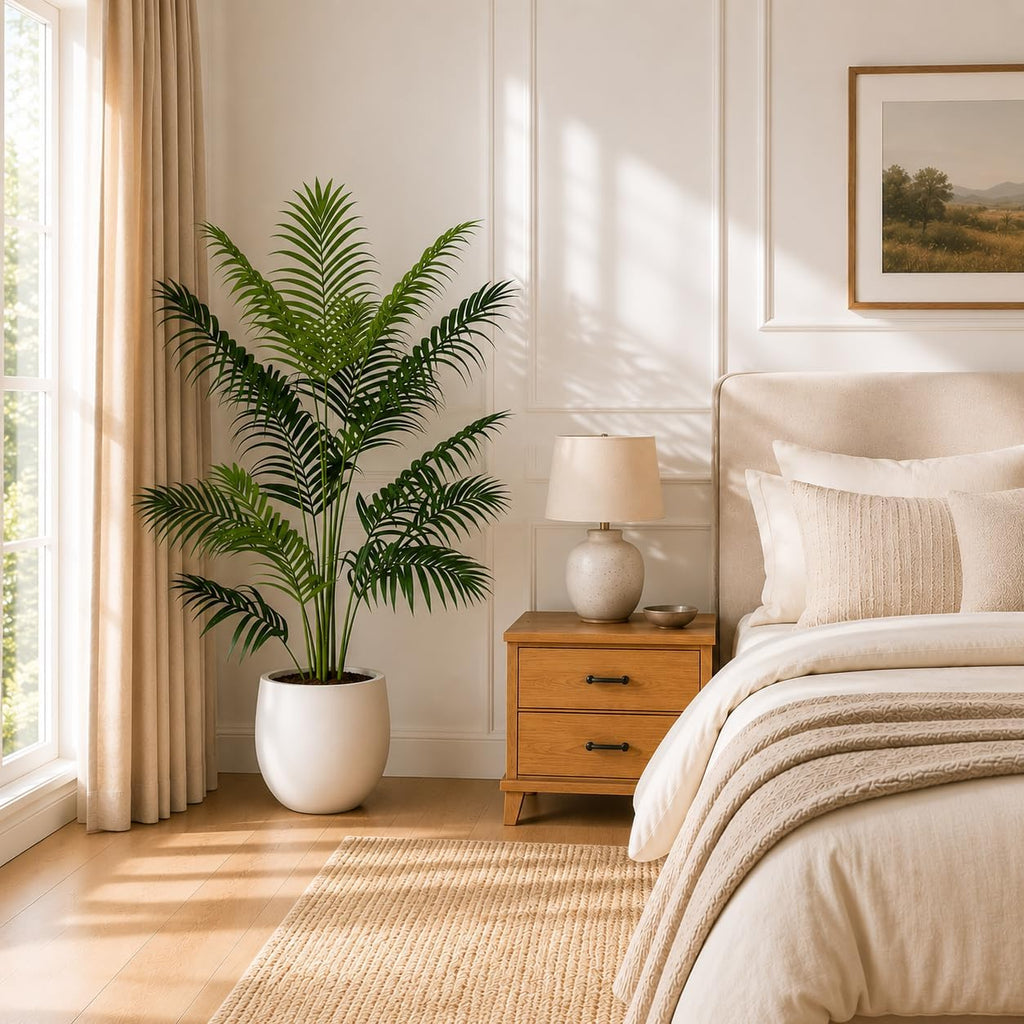 5ft Artificial Palm Tree - Realistic Fake Palm Tree Decor - Large Tropical Faux Palm Tree, Low Maintenance Artificial