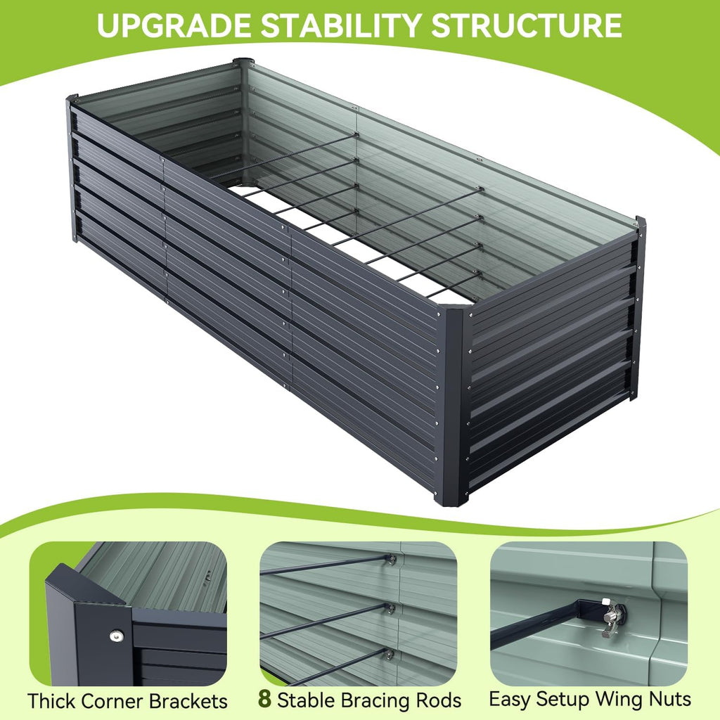 8x3x1.9 FT Metal Raised Garden Bed Outdoor, Heavy Duty Planter Box | 100% Non-Toxic, 341 Gal Large Capacity