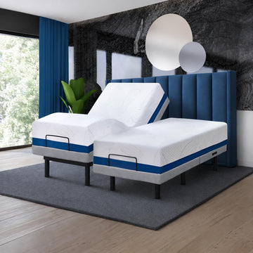 Premium Split King Adjustable Bed with 14 Inch Copper Gel Memory Foam Sleep System, Massage, Zero Gravity - Set of 4