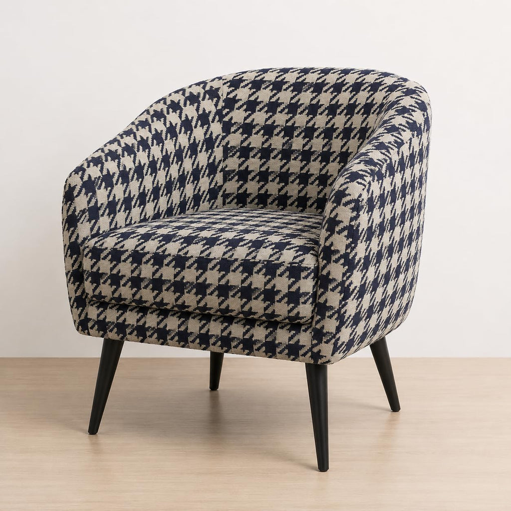 54" Wide Drapery Upholstery Chenille Fabric Houndstooth By The Yard (Navy)