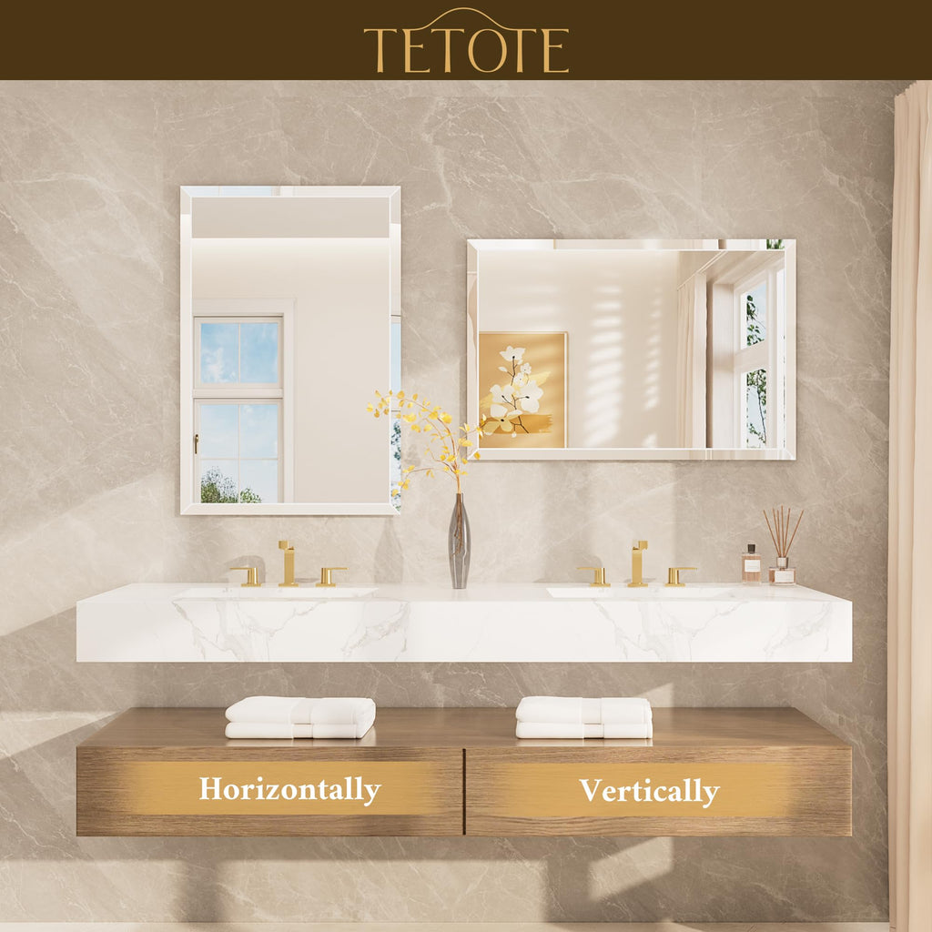 36" x 36" Rectangle Tempered Mirror with Frameless Beveled Edge for Vanity and Bathroom