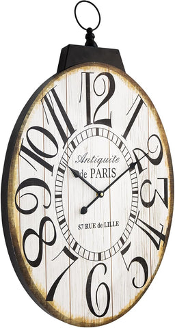 Large Wall Clocks, 29 Inch-High Oversized Oval French Vintage Farmhouse Design