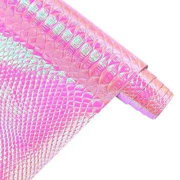 30x135cm Holographic Crocodile Skin Vinyl, Iridescent Pink Alligator Faux Leather, Embossed Craft Fabric for DIY