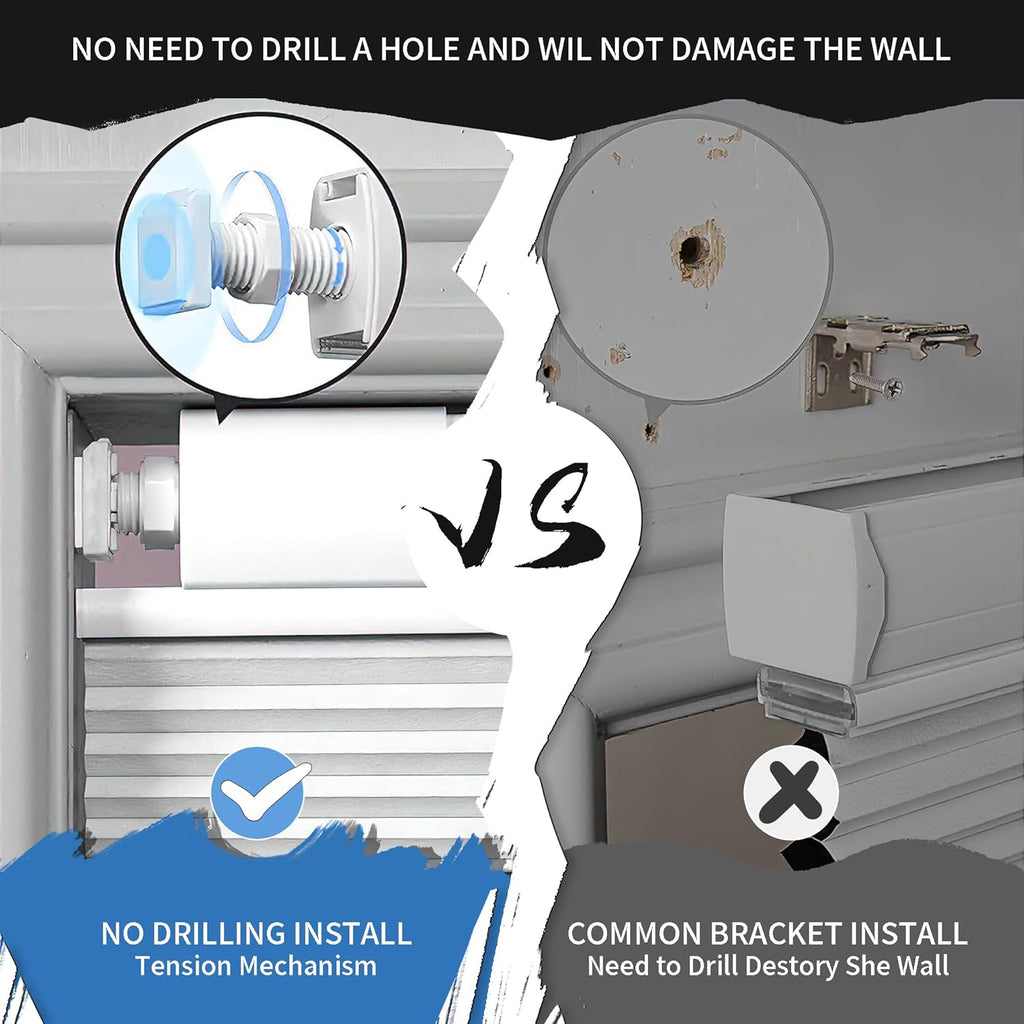Dual Tension Rod Blinds No Drill Top Down Bottom Up Cellular Shades | 1.5"Cell | Minimal Light Leak | Insulation