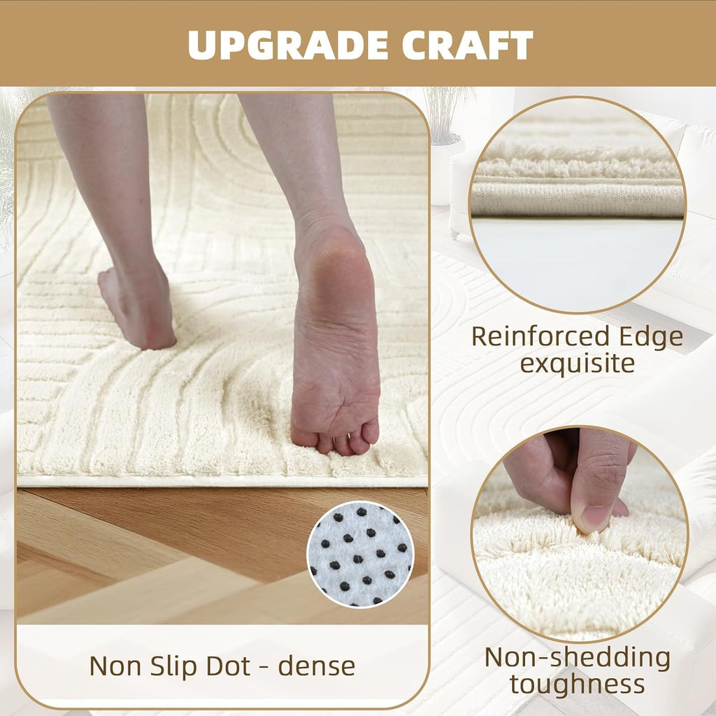 Beige Solid Color Area Rug, Washable Rugs Bedroom