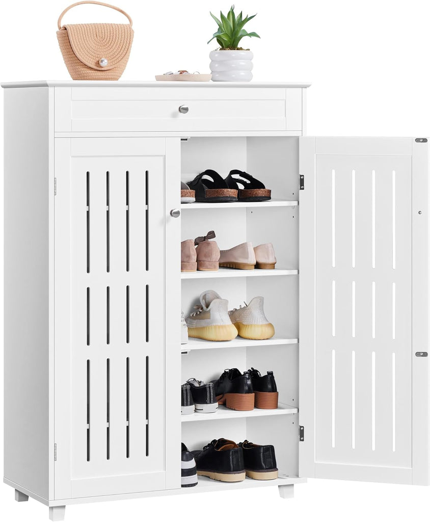 Shoe Storage Cabinet, 5 Tier Adjustable Shoes Organizer with Drawer, Freestanding Shoe Rack , Foyer, Hallway