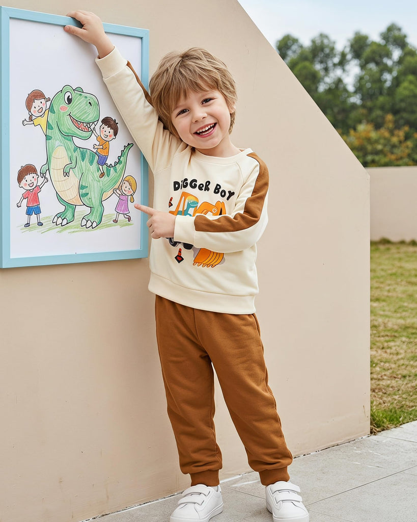 Baby Boy Clothes Brown Sweatshirt Jogger Pants Set
