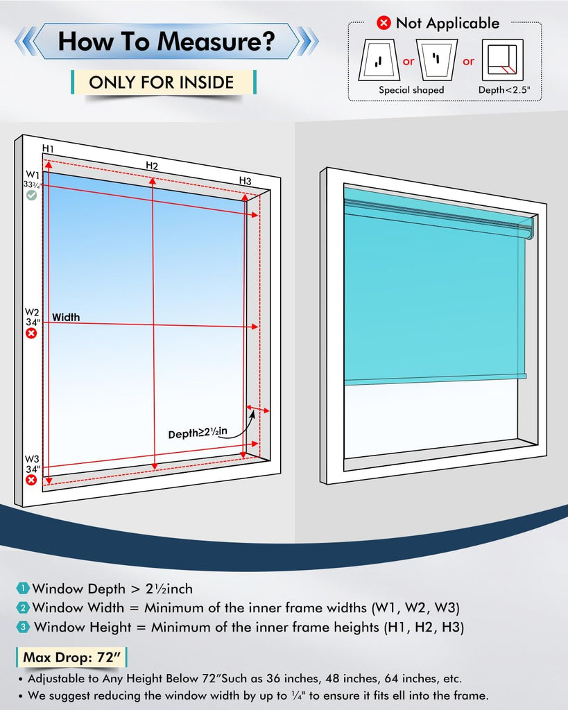 No-Drill Motorized Blinds with Remote, Blackout Roller Shades | Rechargeable Shades for Windows, Electric Automatic