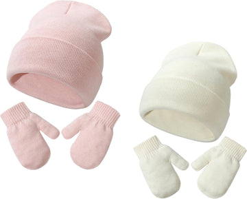 Toddler Baby Beanie Hat and Mittens Set Hat Toddler Winter Warm Knit Hat for Boys Girl 0-5 Years
