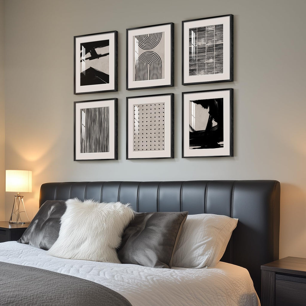 Framed Boho Black and White Abstract Wall Art, 11x14 Inch