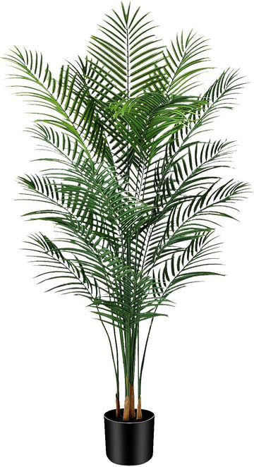 6ft Artificial Palm Tree Indoor, Large Fake Tropical Areca Palm with 18 Trunks, Tall Faux Floor Plants Living Rooms