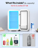 Mini Fridge,6 Liter / 8 Can Small Fridge for Bedroom, Car, Office & Dorm, 110V AC/DC Portable Thermoelectric Cooler &