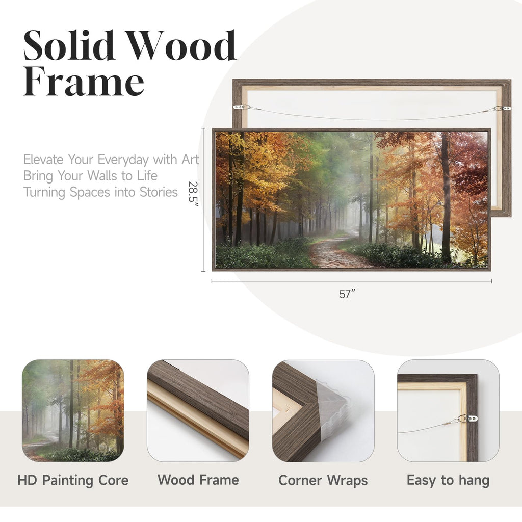 Framed Misty Forest Fall Landscape Wall Art, 60x30 Inch