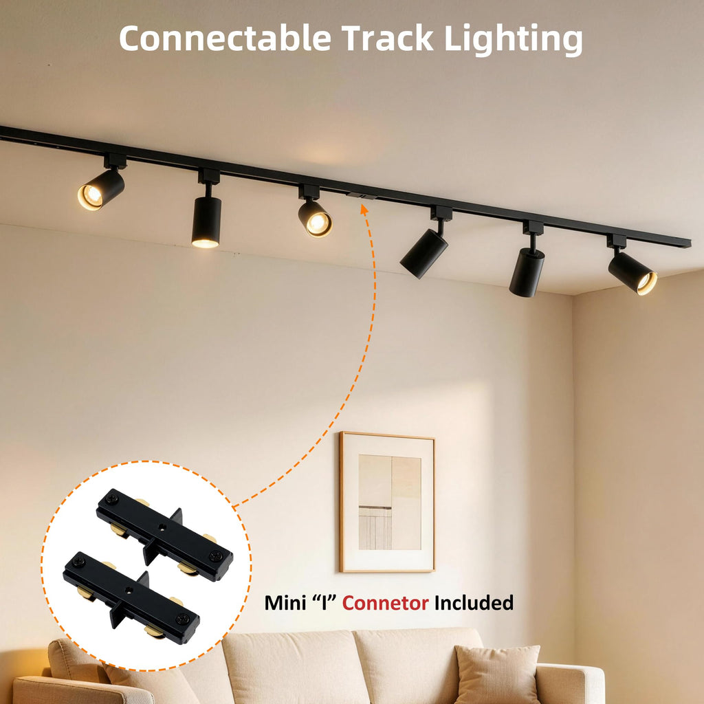 LED Track Lighting Kit with Floating Canopy Connector, 4-Light H Type Rail System with 3.3FT Rails, Dimmable
