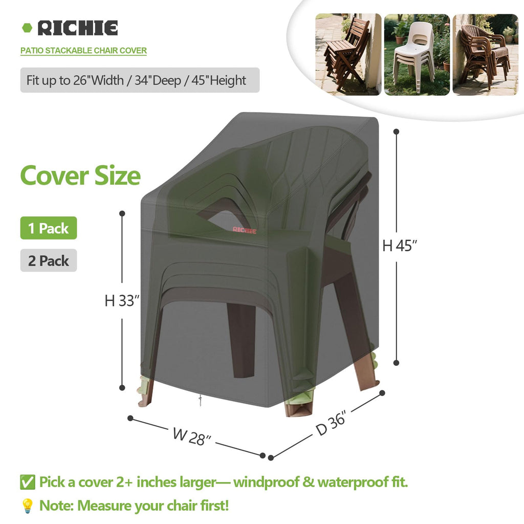 Stackable Patio Chair Cover, 600D Stacking Outdoor Chair Cover Waterproof, High Back Covers for 4-6 Stackable Dining