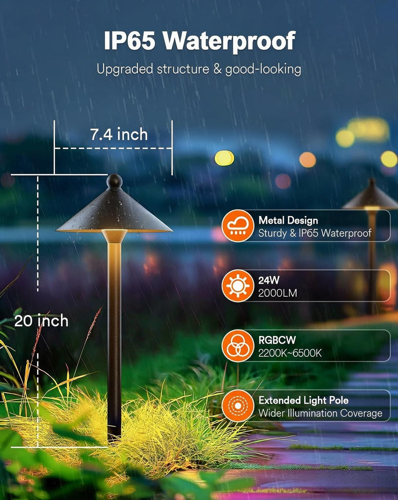 Smart Low Voltage Pathway Lights, IP65 Waterproof, 4Pack