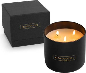 Premium Bergamot & Jasmine Large 3-Wick Scented Candle - 45-Hour Burn - Luxury Natural Soy Candle - Aromatherapy & - Set of 145