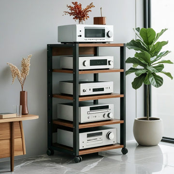 5 Tier AV Media Stand, Audio Rack Tower Stereo Components Cabinet