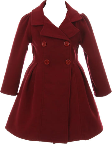 Girls Dress Coat Long Sleeve Button Pocket Long Winter Coat Outerwear