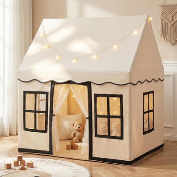 Kids Play Tent with Washable Mat Star Light Windows, Anti-Trip Large Playhouse Toys for Children Boys Girls, Indoor