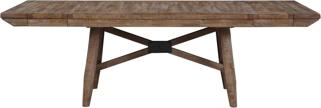 Furniture Riverdale Dining Table, 72"-84"-96" Rectangular Table with Two 12" Leaves, Asian Hardwood Solids, Rustic