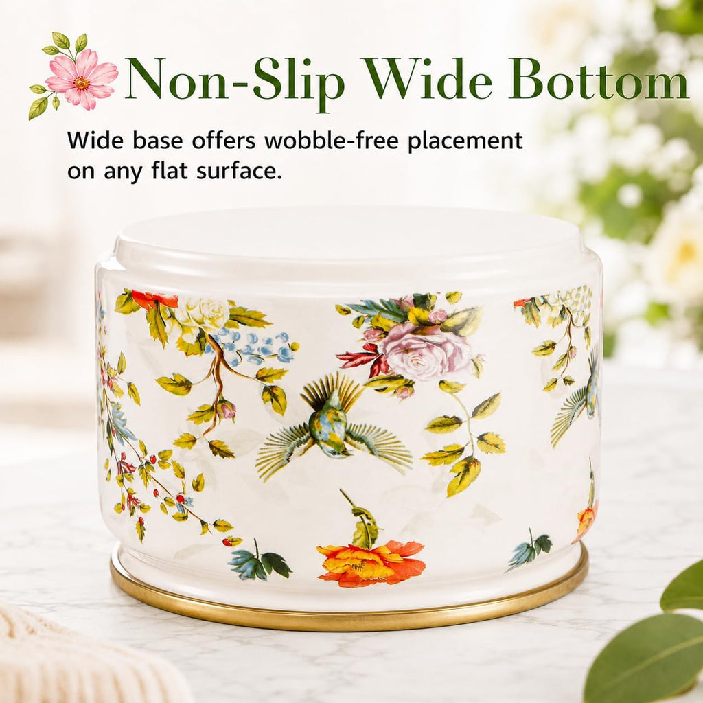 81 oz (2.4 L) Vintage Enamel Canister with Lid, Large Floral Storage Container Kitchen Cookie Jar for Sugar, Tea