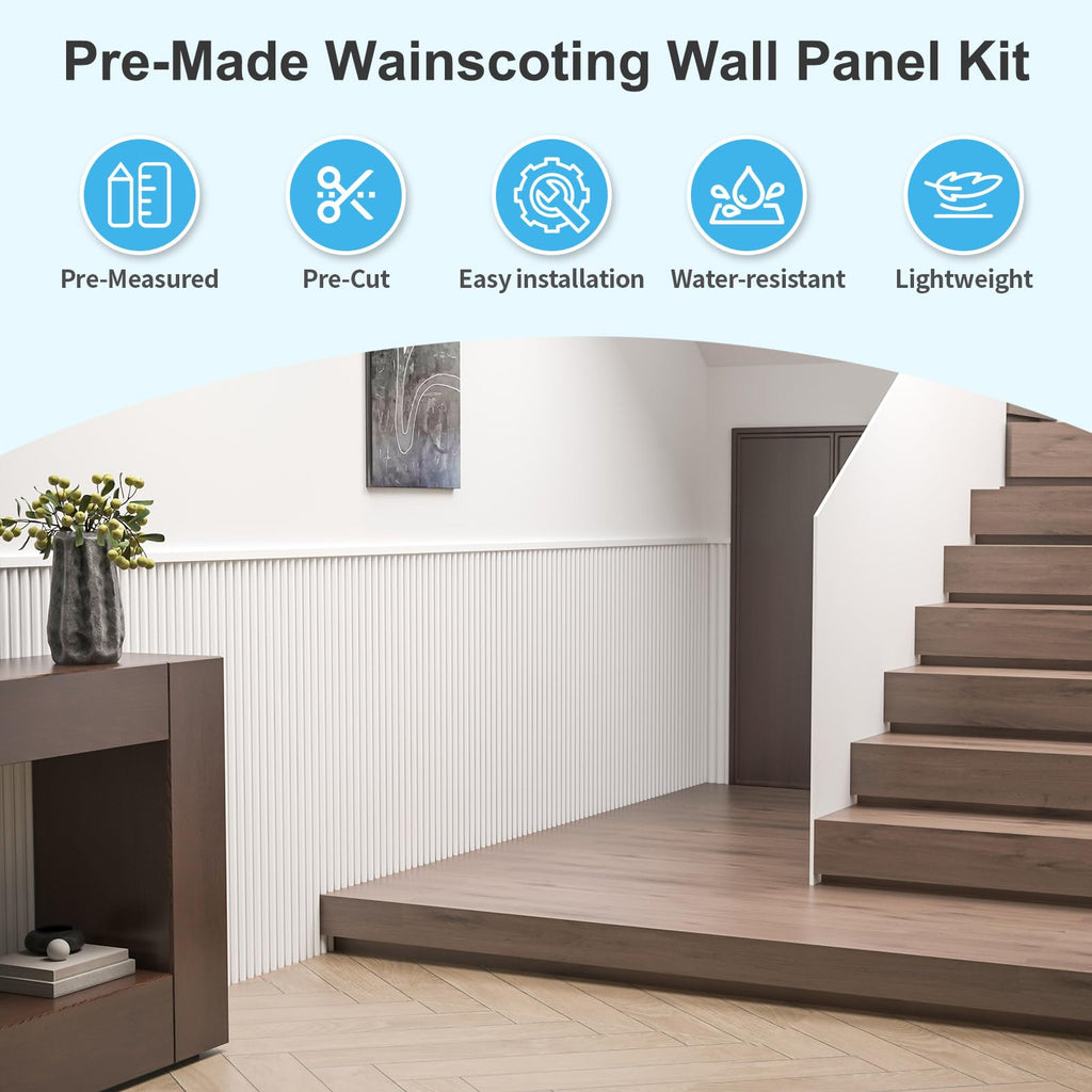 79.3 x 40.7 Inch Beaded Wainscoting Wall Panel, 22.38 sq.ft, White