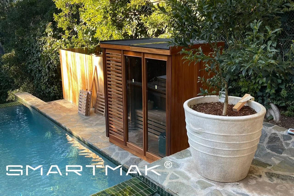 Customized Outdoor 4-8 Person Wood Steam Sauna, Canadian Red Cedar | Hemlock/ Pine Traditional Wooden Spa Room, Wood