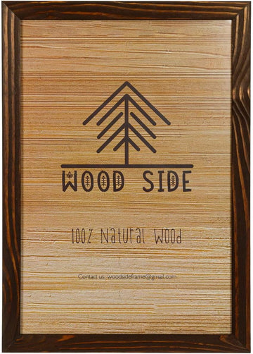 Rustic Wooden Poster Picture Frame 24x36 - Natural Solid Eco Distressed Wood for Wall Mounting Photo Frame - Brown