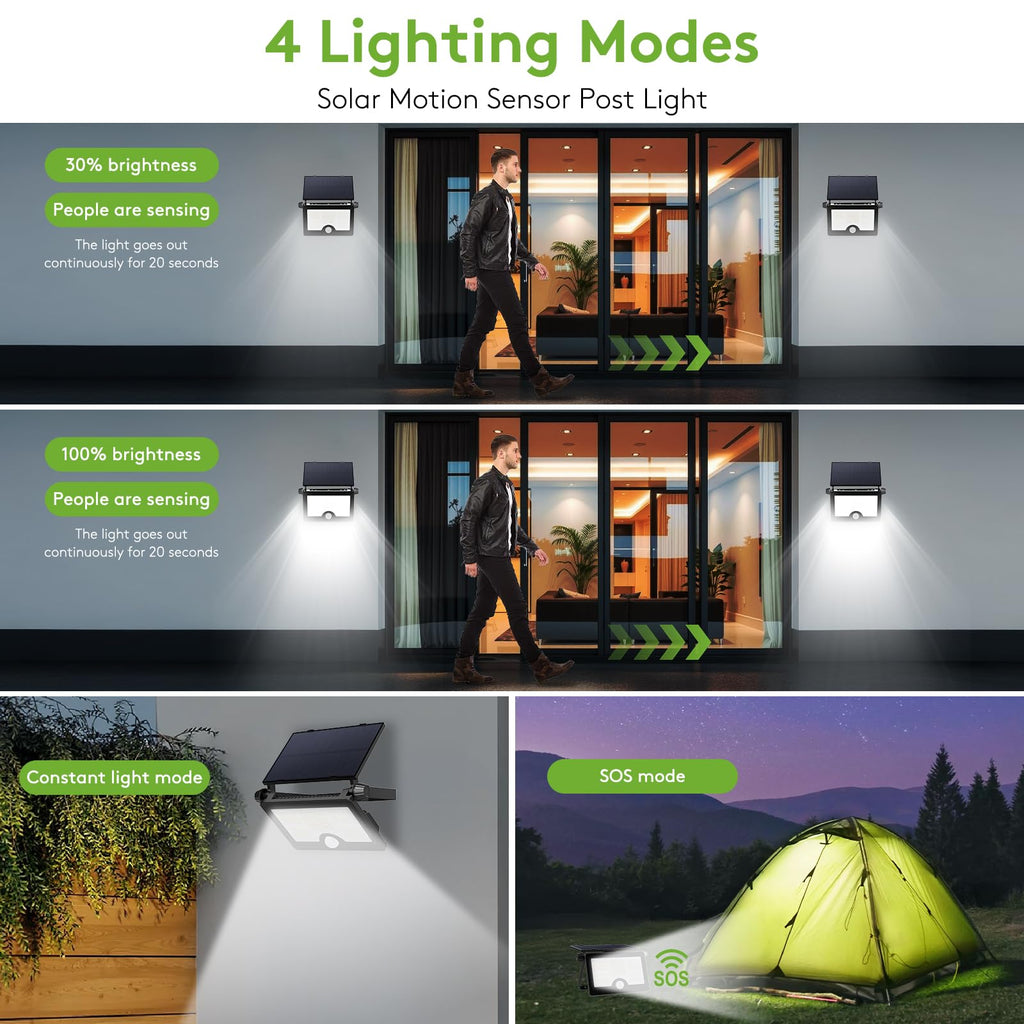 Upgrade Version Solar Outdoor Lights, Ultra Bright Floodlight, Motion Sensing Lights, Waterproof Safetylight, Adjustable